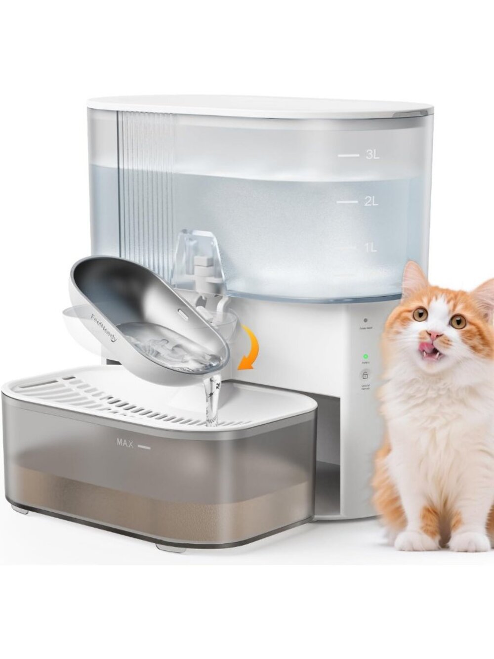 Wireless Pet Water Fountain 3.5L - Stainless Steel, No Filters, Wastewater